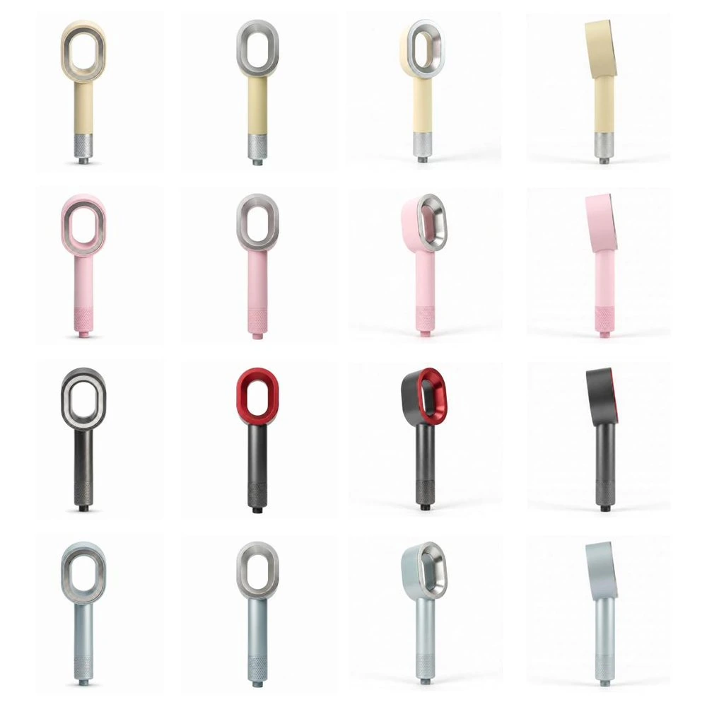 Catalogue grid showing multiple generated angles and colourways of the shower head.