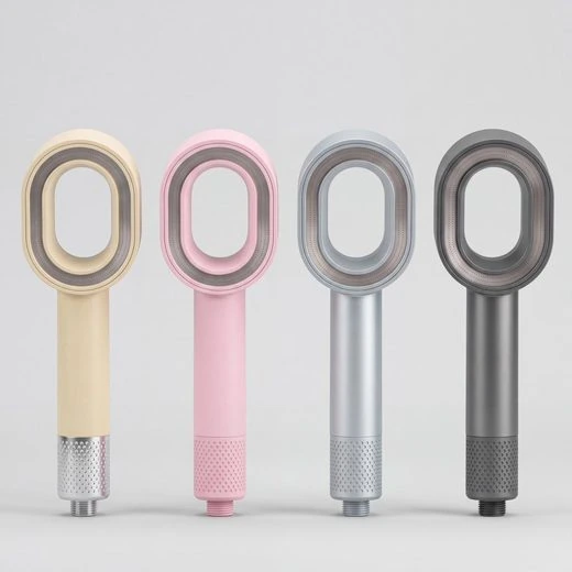 Generated line-up of four shower-head colourways.
